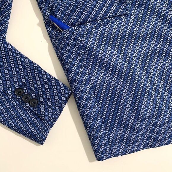 Banana Republic Womens Blue Patterned Blazer Size 6 Business Casual - Picture 11 of 14